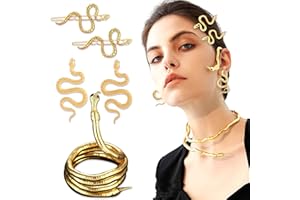 JeVenis Gold Medusa Necklace Hair Clip Earring Snake Ear Cuff Medusa Party Accessories Snake Accessories