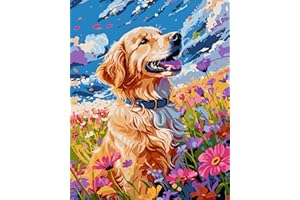 jieyisier Peinture Numero Adulte Débutant,Le Chien Peinture par Numero Adulte Fleurs,Peinture Numérique Parc D'attractions Kits Idéal Pour la Décoration de la Maison et les Cadeaux 40x50cm