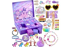 DAZZTIME Calendario Adviento 2024,Calendario de Cuenta Regresiva de Navidad con Joyas de Unicornio Collar Pulsera Anillos Pendientes Lentes Pinzas De Cabello Navidad Regalo para Niño Niña