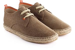 ABARCA Espadrilles für Herren aus Jute und Terra-Stoff, handgefertigt, lässiger Blucher-Schuh mit flexiblen, weichen und atmungsaktiven Schnürsenkeln.
