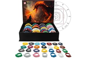 Byhoo Anneaux d'état DND en métal en 28 marqueurs avec Pochoir Magique, 112PCS Miniatures DND Anneaux d'effet d'état avec boîte de Rangement, D&D Pathfinder et Plus Tabletop RPG