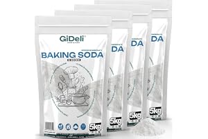 GiDeli Bikarbonat 4 x 5 kg - rent natriumbikarbonat, livsmedelskvalitet | Utan tillsatser, för matlagning, bakning, tvätt och städning, mångsidig användning i hemmet