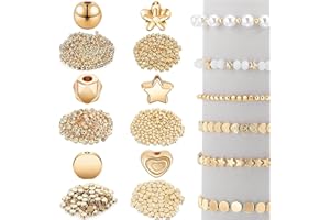 BOMULEZG 1200 Piezas Cuentas Espaciadoras Redondas Cuadradas Espaciadores Sueltas Cuentas Abalorios Espaciadores Hechas A Mano Spacer Beads Para Collares Para Diy Pulseras Collares Bisutería