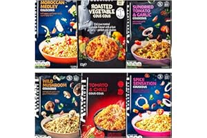 ASOKOBOX Flavour Packed Couscous Variety Bundle - 6 x 100g - with Ainsley Harriot Tomato and Chilli, Spice Sensation, Sundried Tomato and Garlic, Wild Mushroom, Roasted Veg and Moroccan Medley