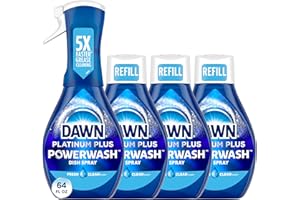 Dawn Platinum Powerwash spray do naczyń, mydło do naczyń, zestaw świeżego zapachu, 1 spray (16 ml Oz) plus 3 wkłady (16 Fl Oz Ea)