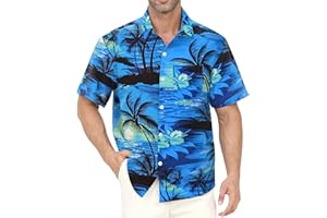 Gavliuu Chemise Hawaïenne Homme - Chemise Décontractée à Boutons, Manches Courtes à Motifs Floraux Imprimés, Style Vacances Été