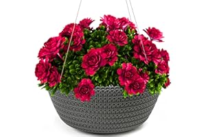 ‎KONZEPT KONZEPT Blumenampel Hängend für Innen und Außen, Durchmesser: 30 cm, Hängetopf für Pflanzen in Anthrazit, geflochtenes Muster