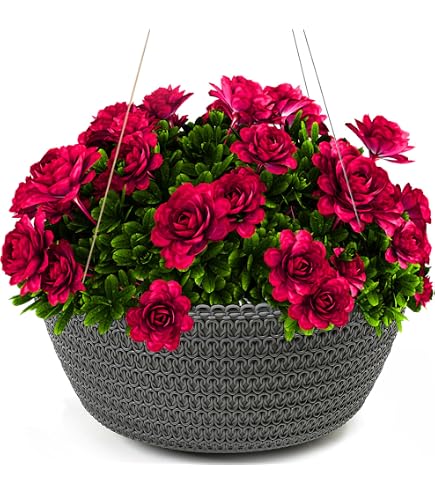 Lot de 2 Pots de Fleurs à Suspendre en Plastique avec Drainage et 4