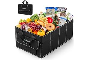 AojSup Car Boot Organiser, Collapsible Car Boot Storage Organiser, Car Boot Tidy Organiser with a Flap Large Pocket, 8 Side Pockets, Boot Organisers Suitable for All Vehicles(35L)