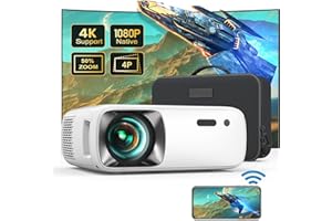 Proyector, 20000 Lumens 4K Soporte para retroproyector, ONOAYO Native 1080P Full HD WiFi6 Bluetooth5.2 Proyector portátil, proyector de vídeo 4P/4D Zoom, 400'' Home Cinema para iOS, Android, Windows