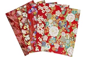 aufodara 5 piezas Tela algodón Telas Japonés Bronceadora Estampada Patchwork 50 x 50cm Cuadrada Algodón Para Coser DIY Telas Decorativas Costura Retales Tela Quilting Scrapbooking (Rojo)