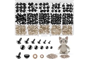 Urtioty Safety Eyes and Noses for Toy Making, Craft Doll Eyes, Black Stuffed Crochet Eyes with Washers for Teddy Bear and Crochet Stuffed Animals