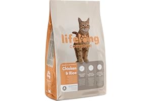 Amazon-Marke: Lifelong - Complete Komplett Trockenfutter für ausgewachsene Katzen, Huhn und Reis, 3kg, 1er-Pack