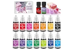 BALLPHL Seifenfarbe Set,14 Farben Flüssige Seifenfarben für die Seifenherstellung Lebensmittelqualität Flüssigseifen Farbe Pigment für Schleim,Badebomben,Badesalze,Epoxid Harz, Eierfärben,Ostereier