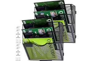 IOUGDSEC Lot de 2 supports muraux à suspendre en maille A4 dans un plateau à suspendre pour dossiers, magazines, documents, courriers, magazines, courrier