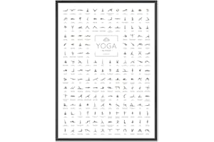 JUNOMI® Poster de Yoga DIN A2 avec cadre noir, accessoires de yoga pour studios et exercices à domicile, idée cadeau parfaite pour le yoga | avec cadre