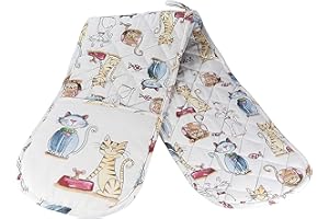 SPOTTED DOG GIFT COMPANY Podwójne rękawice do piekarnika odporne na ciepło do kuchni, słodki prezent z motywem kota dla właścicieli miłośników kotów