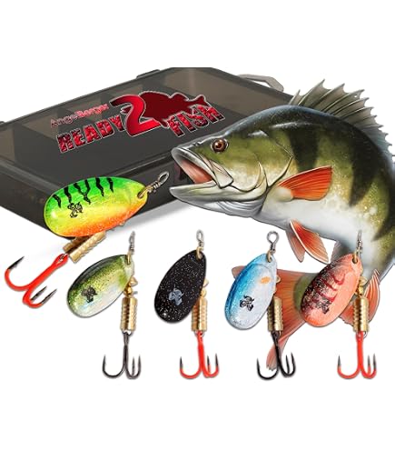 Wild Devil Baits Spinner Sortiment Barsch in Box Perch Spinnköder Kunstköder Set Angelköder Spoon