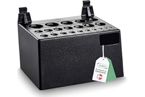 Raaco Porta Punte Trapano Clip 12 per pannello porta attrezzi da parete, 7,7 x 9,4 x 6,5 cm, Porta 22 punte trapano, ganci pannello portautensili, capacità 5 kg, set da 1, parete attrezzata officina