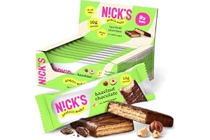 N!CK'S Protein Wafer Bar | 25% Protein | 203 Calories | Low carb Choklad Kexbar Snack utan tillsatt socker, glutenfri (Hazelnut, (9x40g))