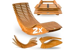 Casaria® 2X Chaise Longue à Bascule Pliable en Bois d'acacia certifié FSC Transat Ergonomique Bain de Soleil Jardin Sauna