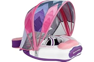 ‎HECCEI Mambobaby Neueste Schwimmring Baby mit Sonnendach, Schwimmreifen Nicht Aufblasbar Robust Weich Wasserdicht Schwimmtrainer für Kinder 3 Monate bis 24 Monate