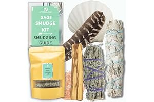 AFTERGLOBE White Sage Smudge Kit With Palo Santo, Smudging Feather and Californian Sage sticks for Cleansing Aura and Negative Energy - Invite Loving Energy | Calming Home Incense Gift