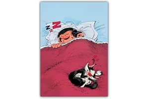 Väggaffisch 49 x 69 cm GASTON LAGAFFE sovande dröm zzz säng katt affisch att rama in signerad Franquin inredning dekoration s