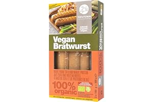 TofuTown Bio Vegan Bratwurst (6x300g) | Natürliche & Regionale Herstellung | Hoher Proteinanteil & Leckeren Geschmack – Vegan | Ohne Künstliche Zusatzstoffe | Ideal als Fleischersatz