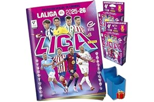 UTOPIA GOODS Panini Cromos Liga Este 25/26 - Packs con Diferentes Versiones del Producto y Regalo de Cajita para Cromos Surtidos - Cartas de Futbol (No Adrenalyn ni Eurocopa) (Album+16)