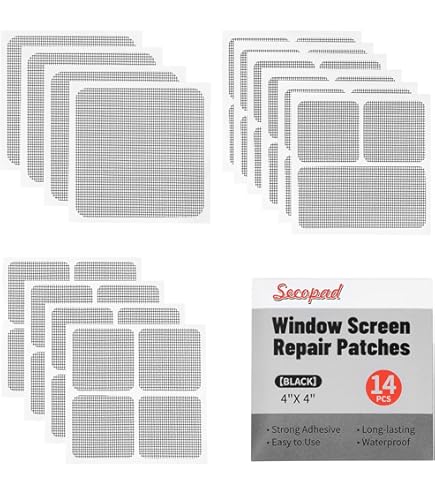 Fc'Noqgn Kit De Réparation De Moustiquaire, 10 Feuilles De 3 Tailles Kit De Réparation De Porte Maille En Fibre De Verre Réparation Murale Patch Rapide Plaque De Plâtre Outil (Noir