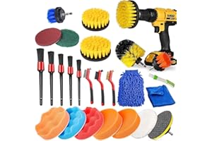 TIVIFORE Brosse Perceuse 29Pièces Brosse Nettoyage Lavage Voiture Brosse Visseuse Perceuse Brosse Electrique Nettoyage Salle de Bain Tapis pour Voiture,Cuisine,Carrelage,avec Une éponge et Un Chiffon