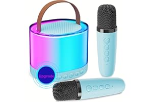 WOWSTAR Karaoke Machine Kids with 2 Wireless Microphones, [2024 New] Kid Night Light , Toy Gift for 3-12 Year Old Boy Girl Children, Mini Bluetooth Speaker, Kid Karaoke Voice Changer Mic Game Birthday Present