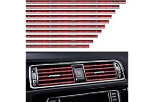 VICDUEKG 10 Pezzi Strisce Decorative per Auto Aria condizionata Universale, Fai da Te Car Styling Interni modanature Decorazione Finiture Interne per Auto in PVC Cromato - 20cm (Rosso Ghiaccio)