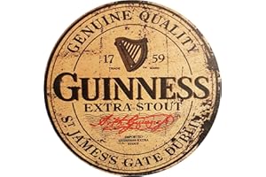 SWIFT GIFT UK Plaque murale ronde en bois - Fixations incluses - Accessoires de bar pour maison, pub ou jardin - Plaque murale pour homme - Idée cadeau - Panneau de bière en bois pour maison, bar, pub (Guinness)