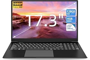 Naclud 17.3 Inch Laptop 4GB DDR4 128GB SSD (TF 512GB), Celeron Dual-Core Processor, 2xUSB 3.0, Dual Band WiFi, Bluetooth 4.2, FHD 1920x1080 Notebook Ships with Keyboard Film in 8 Languages