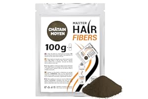 Maxter Sac de RECHARGE DE FIBRE CAPILLAIRE Châtain Moyen 100g - Poudre Cheveux Homme et Femme pour Dissimuler la Calvitie - Poudre pour Cheveux en Microfibre pour Densité et Volume