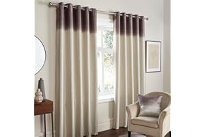 Fusion Chocolate Brown Ombre Curtains - W66 x L90 (168 x 229cm) - 2x Panels - Luxury Shimmer Drapes for Bedroom/Living Room