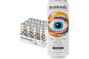 Neutonic Nootropic Productivity Energy Drink | Tropical Ice 12 Cans | 120mg Natural Caffeine, Zero Sugar | Support Energy, Mental Performance, Cognitive Function | Support Focus, Brain Health