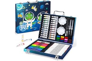 WEEKSUN Art Set Dinosaur Themed, 66 Pieces Drawing Kit with Acrylic Paint, Makers, Oil Pastels, Watercolor Cake, etc, Art Supplies Gift for Kids Boys Teens Adults Artists