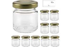 mikken 10 x mini syltburk konserveringsburk 53 ml med lock guld inkl. etiketter