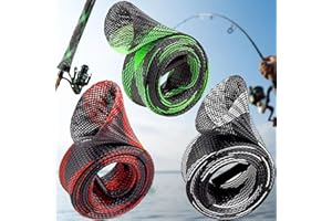 BENATON 3 Pièces Couverture de Canne à Pêche, Housse de Canne à Pêche Tressée, Housse de Protection pour Canne à Pêche, pour Empêcher la Canne à Pêche de Se Rayer