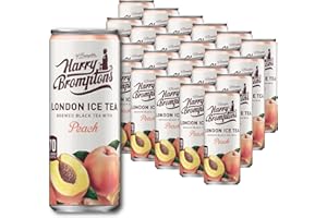 Harry Brompton's Iced Tea - Peach - 24 x 330ml Cans - Made with brewed Kenyan tea infused with real fruit