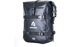 ‎ARMOURAIN ARMOURAIN Wasserdicht Motorräder Rücksitz Hecktasche 15L Seitentasche Tasche Motorräder Seitenrahmen Seitenkoffer Motorrad Sturzbügel Tasche Motorrad Reisetasche mit Schultergurt (PVC Schwarz, 15L)