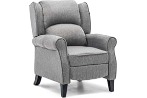 More4Homes EATON WING BACK FIRESIDE HERRINGBONE FABRIC RECLINER ARMCHAIR SOFA CHAIR RECLINING CINEMA (Herringbone Grey)