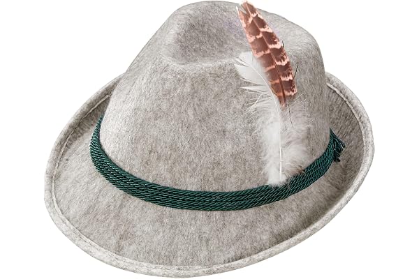 W WIDMANN MILANO Party Fashion 11761 – bayersk fedora hatt med fjäder för barn, traditionell hatt, ölsäker, folkfest, kyrkohorn