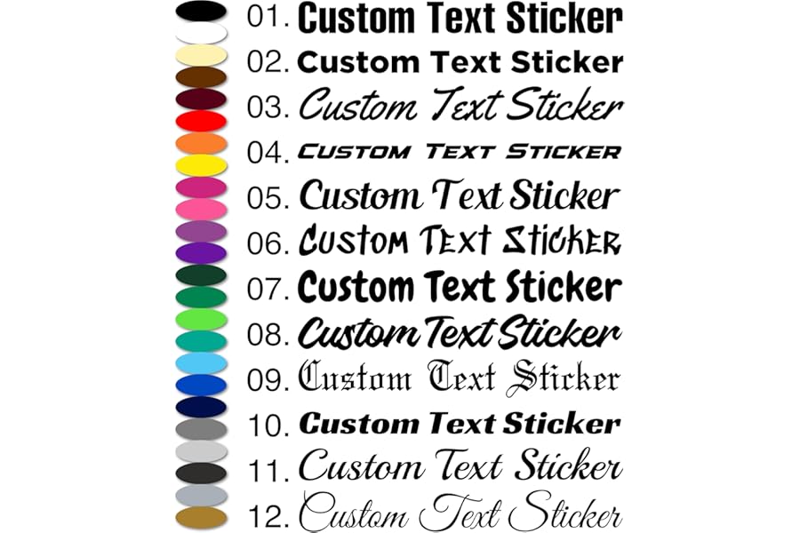 Custom Text Sticker | Car Van Bumper Shop Window Business Personalised Funny Name Quote Slogan Vinyl Lettering Stickers Decals | 30 Text Styles | Add Up to 2 Lines of Text. | 20cm-140cm