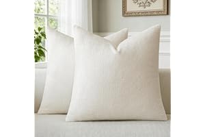 a moment Weihnachten Kissenbezug 40x40 Creme Chenille 2er Set Dekokissen Kissenbezüge Muster Sofakissen Zierkissen Couchkissen Deko Waschbar Flauschig Kissenhülle für Sofa Wohnzimmer Schlafzimmer