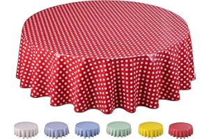 Home Direct Tovaglia in tela cerata plastificata rotonda 160cm Pois piccolo Rossa