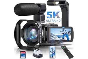 PITIKI Caméscope 5K 64MP Caméra Vidéo Zoom Numérique 18X WiFi Webcam,à Vision Nocturne IR Caméra pour Youtube,30FPS Vlogging Caméra de à Écran Tactile HD 3" avec 2 Piles,Microphone,Télécommande 2,4G,Carte SD